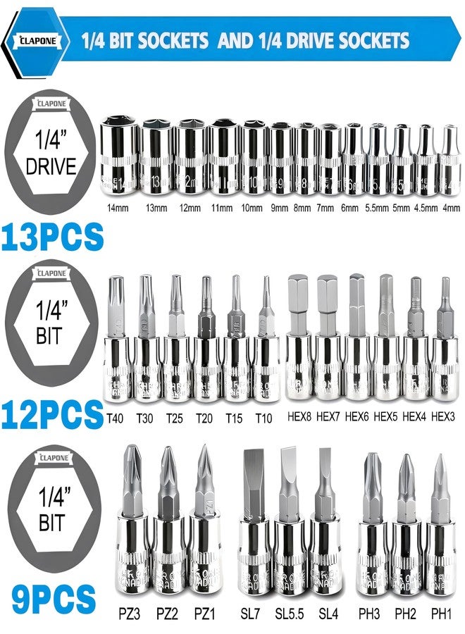 CLAPONE Tool Kit Socket Ratchet Wrench Set Socket Wrench/Screwdriver Set/Socket Screwdriver Set/Socket Wrenches/Auto Repairs/Car/Motorcycle/Bike Repair (Blue, 46 Pieces),Fixed Square - Image 4